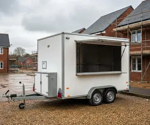 Mobile catering trailer parked on a UK building development site