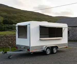 Mobile burger bar trailer on private land in rural Flintshire, north Wales
