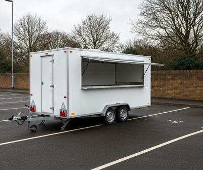 Charity food trailer in a UK car park