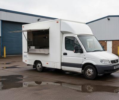 Burger van trading from a private industrial estate yard