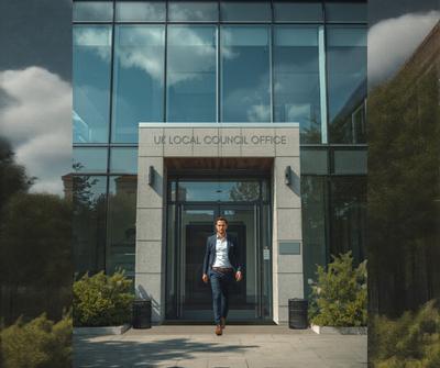 Mobile catering van parked near a UK council building