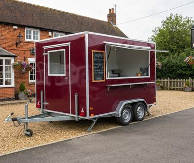 Seafood catering trailer parked in a pub car park in the UK