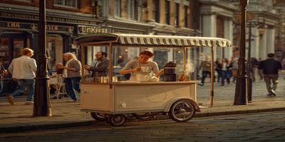 Coffee cart on a busy UK high street