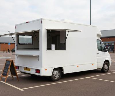 Catering van trading on a UK retail park pitch
