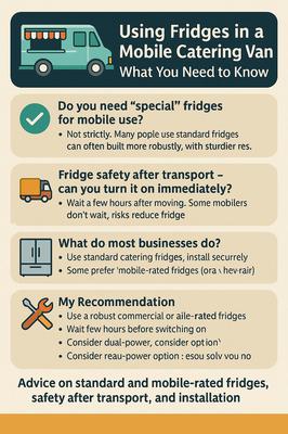 Simple tips for using fridges safely in a mobile catering van.