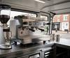 Espresso machine inside a mobile coffee van at a UK street pitch